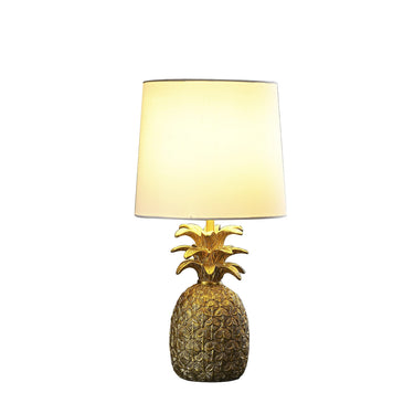 Gold Pineapple Table Lamp With White Empire Shade